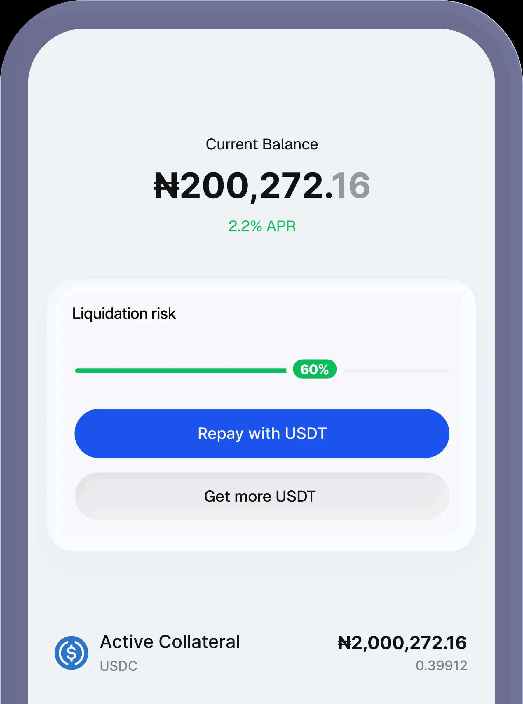 Atom Asset-Backed Lending Interface on Mobile